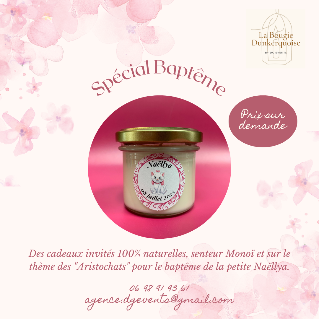 Visuel Bougie - Baptême Naëllya